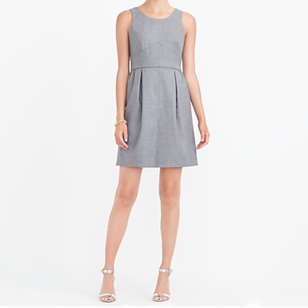 J.Crew Pleated Fully Lined Shift Wool Dress
